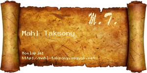 Mahl Taksony névjegykártya